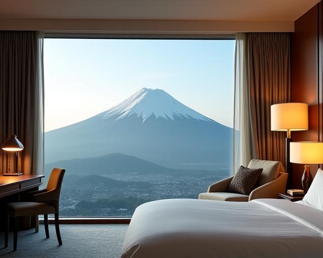 富士山が見えるホテルの客室